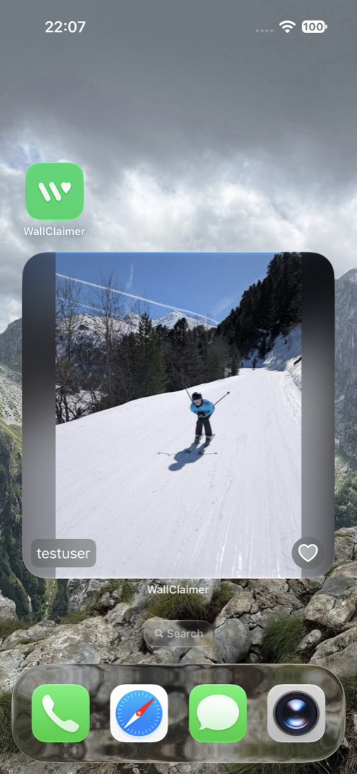 WallClaimer widget on an iPhone home screen